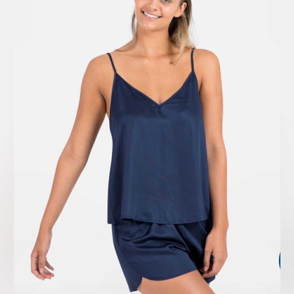NWT Ettitude Women’s Olive Navy Blue Sateen Cami Adjustable Strap Bamboo - M - Picture 3 of 11